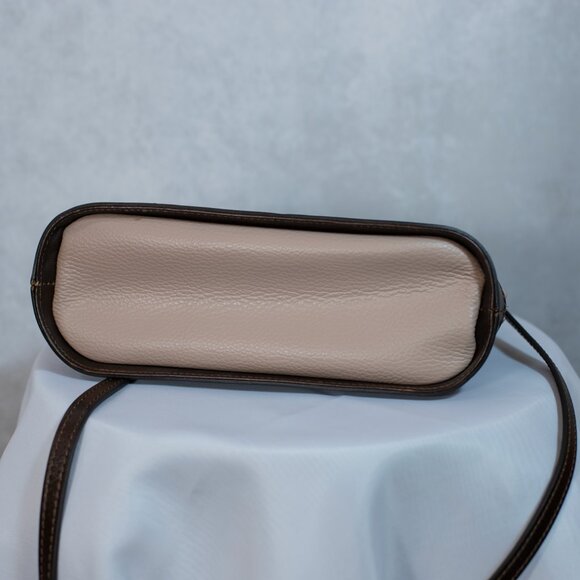 Divina Firenze Leather Convertible Dome Crossbody Bag Made in Italy Beige Brown - Picture 5 of 10